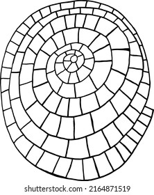 Escala de vectores. Espiral torcida con pasos. Dibujo vectorial simple.