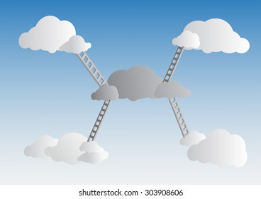 Vector : Ladders to cloud on sky
