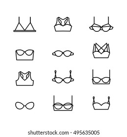 Vector ladies bra icons set. Clean line art
