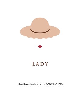 Vector Ladies Hat and lips. Vintage logo
