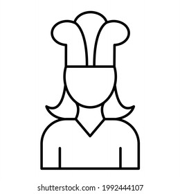 Diseño del icono de contorno de vectores Lady Chef
