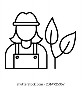 Vector Lady Farmer Outline Icon Design
