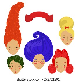 Vector lady with hairstyles