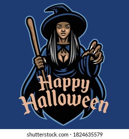 vector of lady wizard mascot character