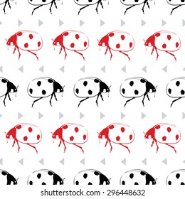 Vector Ladybird Triangles Seamless Pattern