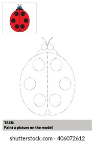 Vector Ladybug Cartoon. Coloring book for children