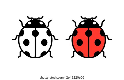Vector Ladybug Flat Illustration on White Background