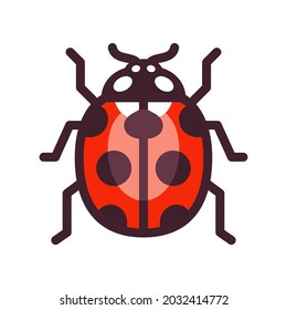 Vector Ladybug Icon, Simple Flat Design Illustration. 