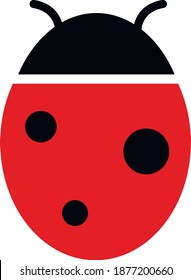 vector ladybug. an insect of red color with a black head and black dots.