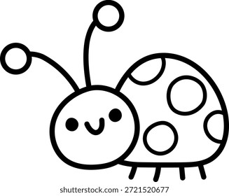 Vector ladybug line icon. Adorable ladybird clipart. Funny woodland, forest or garden insect. Cute spring bug black and white illustration, coloring page for kids isolated on white background
