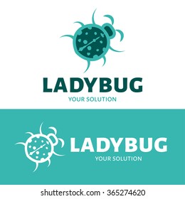 Vector ladybug logo. Brand logo in the form of an insect. Blue style