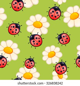 Vector ladybug seamless pattern 