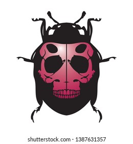 Vector ladybug with skull dots