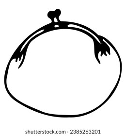 vector lady's bag in doodle style in black color isolated on white background
​