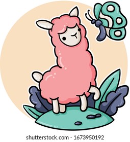 vector de lama y mariposa