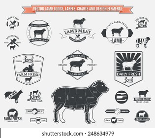 Vector Lamb Logos, Labels, Charts and Design Elements