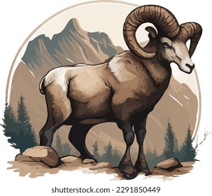 vector of lamb in wild logo mascot for t shirt design