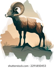 vector of lamb in wild logo mascot for t shirt design