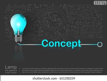 Vector Lamp  blue - line pattern  modern design Idea and Concept, Background Calculate numbers, graph, illustration Business  Infographic template with concept  text.