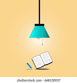 Vector lamp and book. 