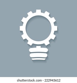 Vector lamp bulb icon with gear