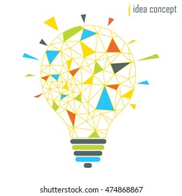 Vector lamp. Connection lines icon. Idea concept. Elements for marketing, advertising design, promotion, branding and media. Flat cartoon illustration. Objects isolated on a white background.