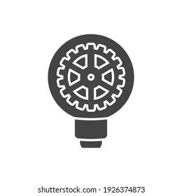 Vector lamp and gear icon. Symbol of generating new ideas on white isolated background. Layers grouped for easy editing illustration. For your design.