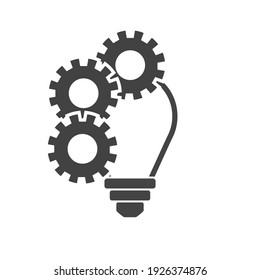 Vector lamp and gear icon. Symbol of generating new ideas on white isolated background. Layers grouped for easy editing illustration. For your design.