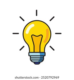 Vector lamp or light bulb icon isolated on white. Creativity and Imagination symbol.