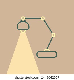 Logotipo de lámpara de Vector. Icono de lámpara de color para el hogar. La lámpara de mesa brilla Vector. Ambiente acogedor desde la luz del Vector de la lámpara.
