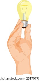 The vector lamp is shone in the hand