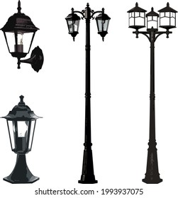 Vector lamps with detailed drawing