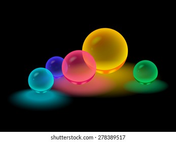 Vector lamps transparent sphere on a black background 