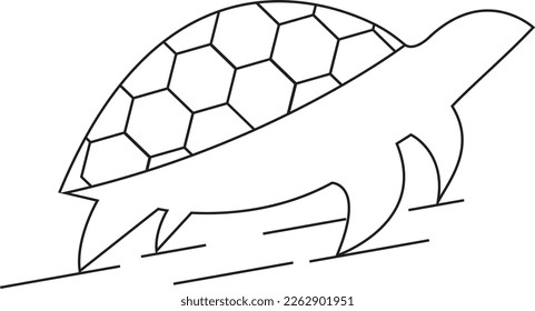 Vector of land tortoise outline drawing design on white background. Easy editable layered vector illustration. Wild Animals. Amphibians. logo icon design.