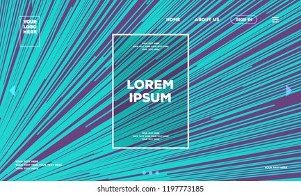 Vector landing page backdrop. Web page template. Speed backgound modern gradient line style. Space wallpaper for graphic, cosmos, data flow. Circular line colorful motion. 10 eps