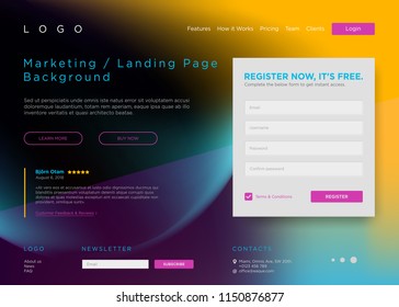 Vector Landing Page Background. Marketing Minimal Backdrop Design. Abstract Geometric Liquid Shapes. Page Template for Conference, Online Courses, Master Class, Webinar, Business Event Announcement.