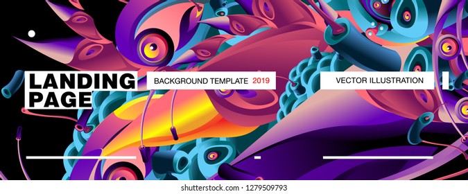 Vector Landing Page Background Template with Colorful Abstract liquid Illustration.
