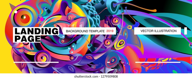 Vector Landing Page Background Template with Colorful Abstract liquid Illustration.
