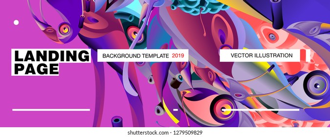 Vector Landing Page Background Template with Colorful Abstract liquid Illustration.
