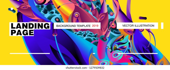 Vector Landing Page Background Template with Colorful Abstract liquid Illustration.
