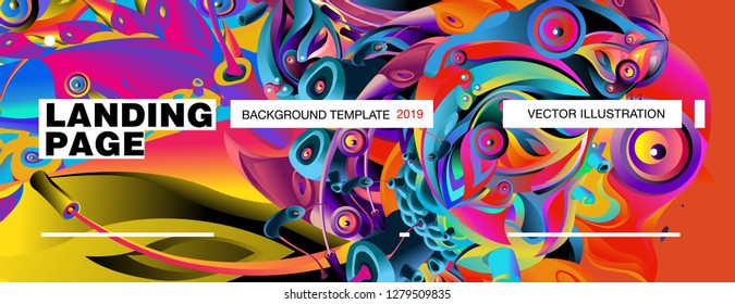 Vector Landing Page Background Template with Colorful Abstract liquid Illustration.
