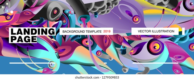 Vector Landing Page Background Template with Colorful Abstract liquid Illustration.
