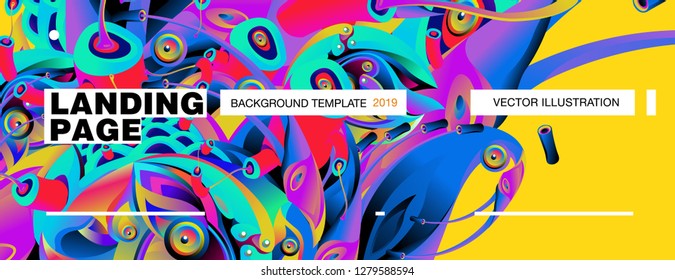 Vector Landing Page Background Template with Colorful Abstract liquid Illustration.