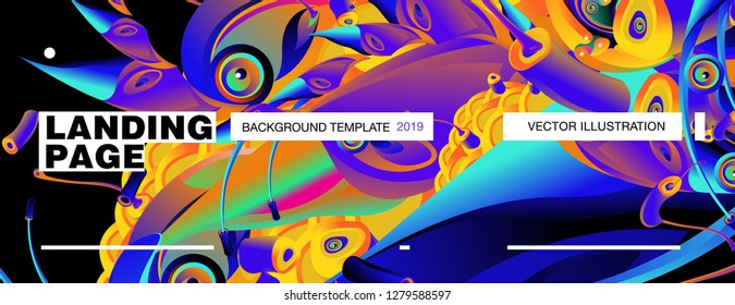 Vector Landing Page Background Template with Colorful Abstract liquid Illustration.