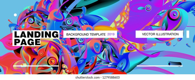 Vector Landing Page Background Template with Colorful Abstract liquid Illustration.