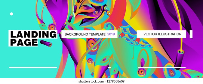 Vector Landing Page Background Template with Colorful Abstract liquid Illustration.