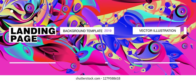 Vector Landing Page Background Template with Colorful Abstract liquid Illustration.