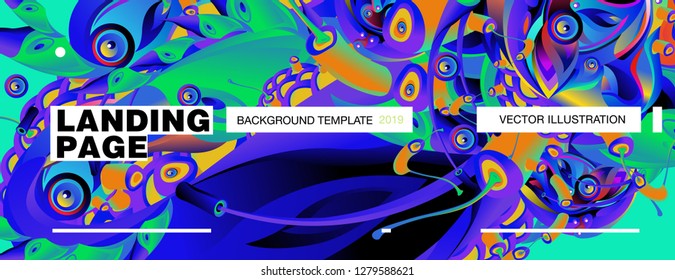 Vector Landing Page Background Template with Colorful Abstract liquid Illustration.