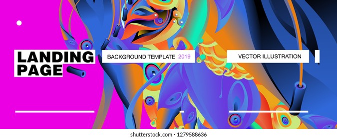 Vector Landing Page Background Template with Colorful Abstract liquid Illustration.