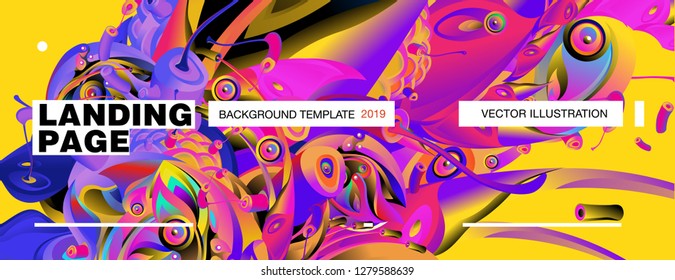 Vector Landing Page Background Template with Colorful Abstract liquid Illustration.